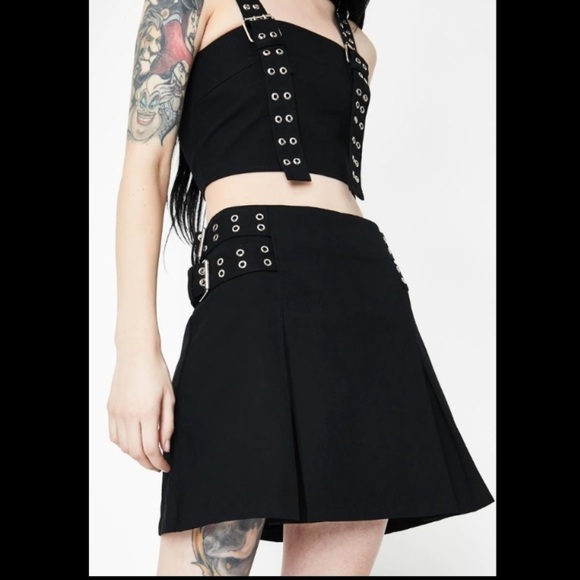 Dolls Kill Dresses & Skirts - The RAGGED PRIEST Restrain Buckle Mini Skirt Double Grommet